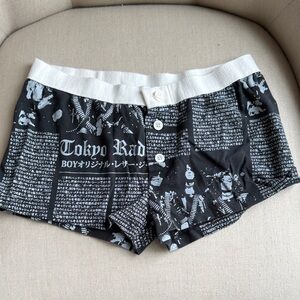Brandy Melville Black and White Radio Silence Graphic Boy shorts Underwear XS/S